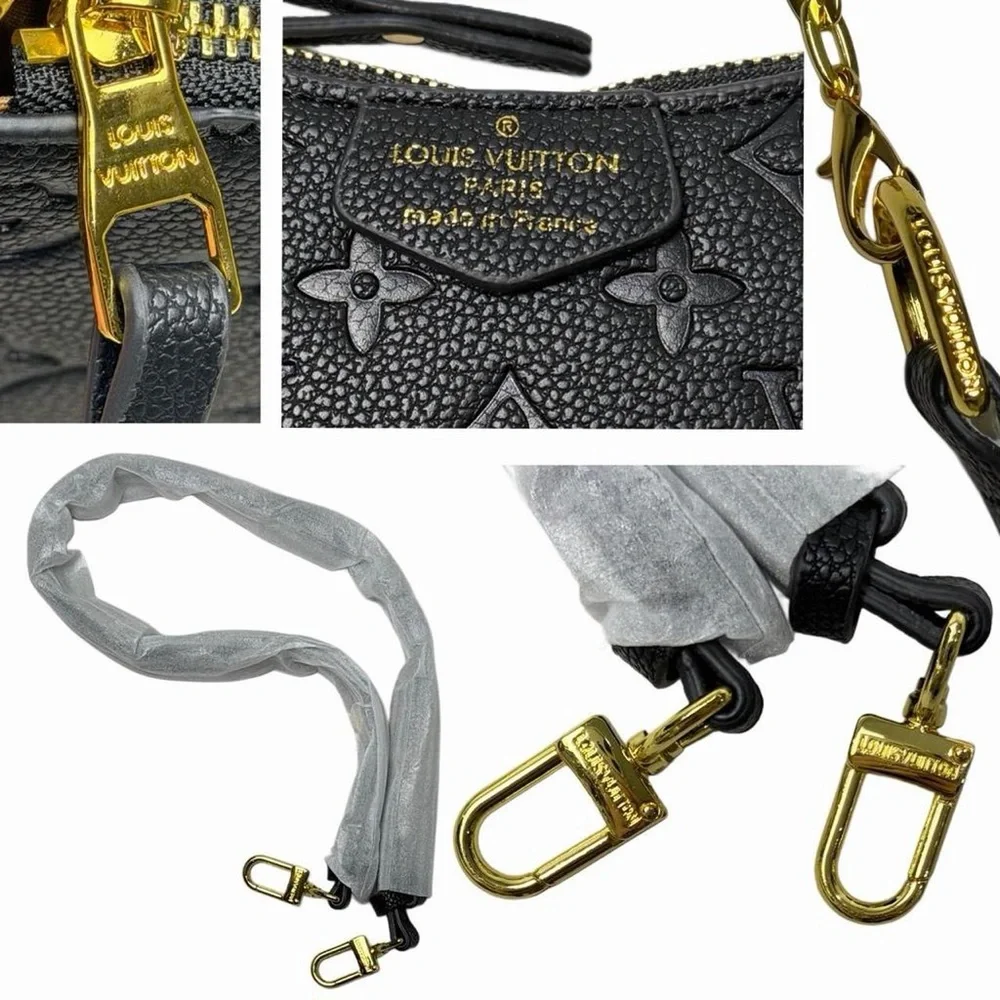 Louis Vuitton Black Monogram Embossed Leather Gold Chain Crossbody Bag Designer - Picture 8 of 8